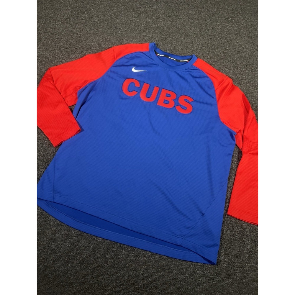 Nike Chicago Cubs Pullover Crewneck Mens 2XL Blue Red Engineered On Field